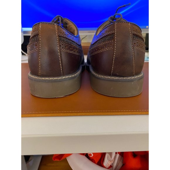 GH Bass Shoes Men 13M Brown Leather & Tweed Pasadena Wingtip Longwing Brogue - Picture 15 of 16